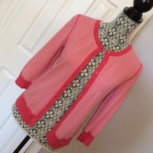 Pink striped button down cardigan