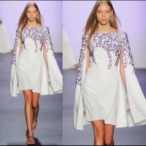 Elegant flower embroidered dress with cape