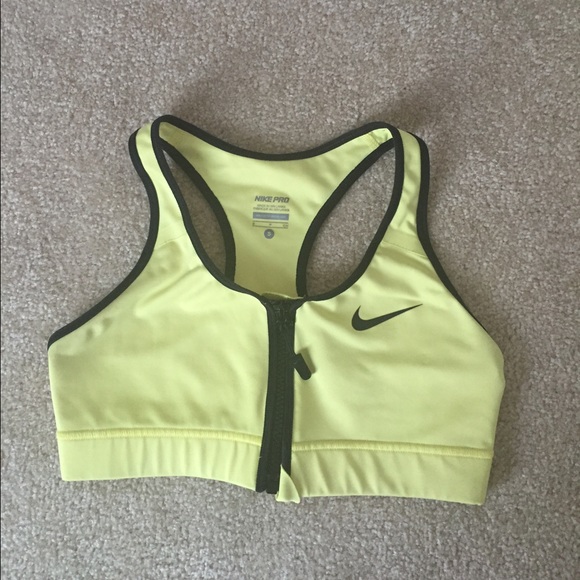 Yellow Nike pro sports bra