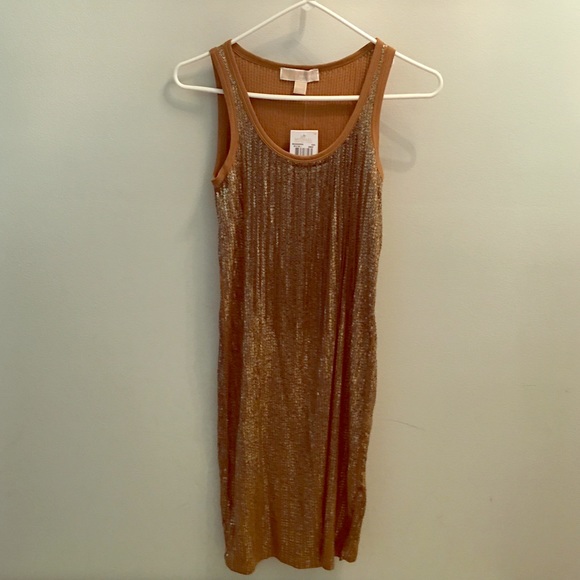 Michael Kors Sequin Dress w/ Chain detail at neck