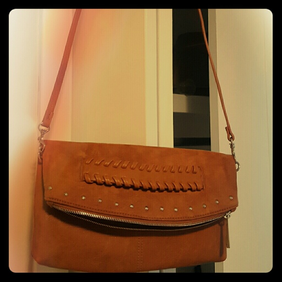 Seude and leather cross body or clutch