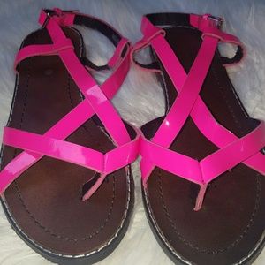 Hot pink strappy sandals