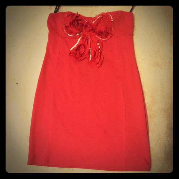 Strapless Red Bow Dress