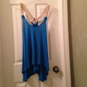 Braided tank top with wood ring