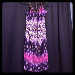 Multi Colored Pattern Halter Dress