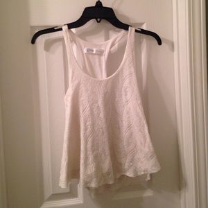 White tank with crochet over a liner