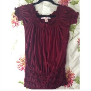 maroon peasant top