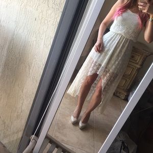 Cream floral print high low dress (only worn once)