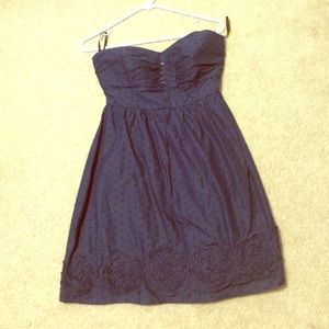 Navy Blue Strapless Dress