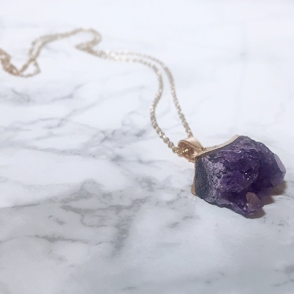 "Franco" Amethyst Druzy Necklace with Gold Chain