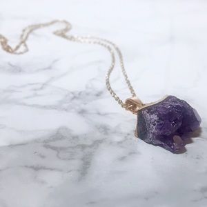 "Franco" Amethyst Druzy Necklace with Gold Chain