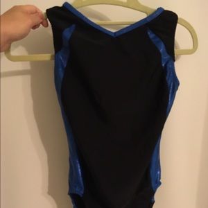Black and Blue Gymnastics Leotard Alpha Factors