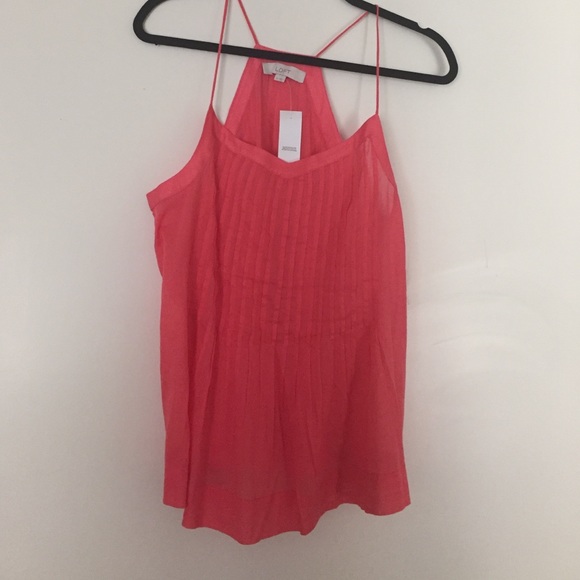 LOFT Ann Taylor Coral Pleated Top