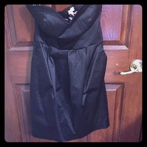Black strapless mini dress