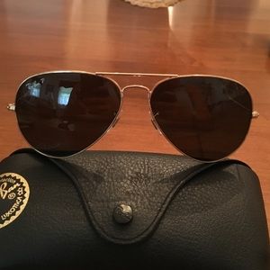 Ray Ban gold polarized aviators