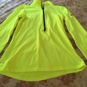 NWOT Nike Dri-Fit bright yellow half zip