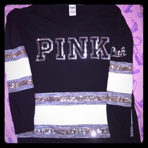 PINK Victoria's Secret Glittery Long Sleeve Top