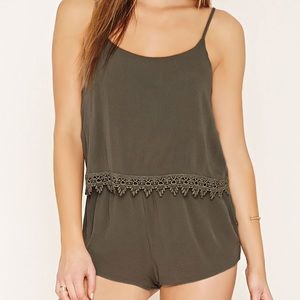 Crochet Trimmed Cami Romper