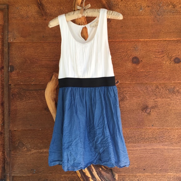 Blue and White Sleeveless Dress
