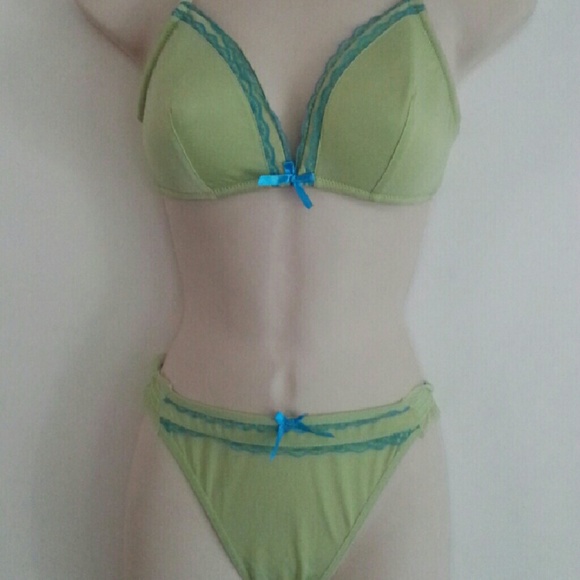 Lime green bra and panty set