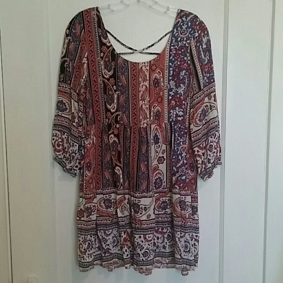 SALE! Umgee Boho printed cross-back tunic