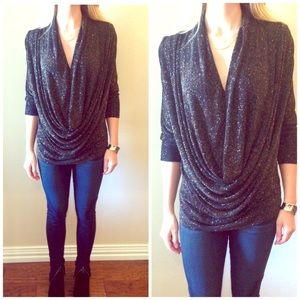 Alice + Olivia sparkle cowl neck top brand new
