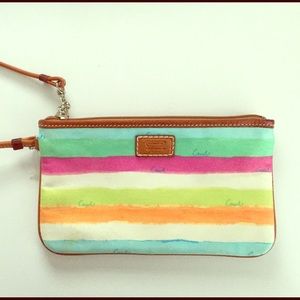 COACH Pastel Striped Wristlet
