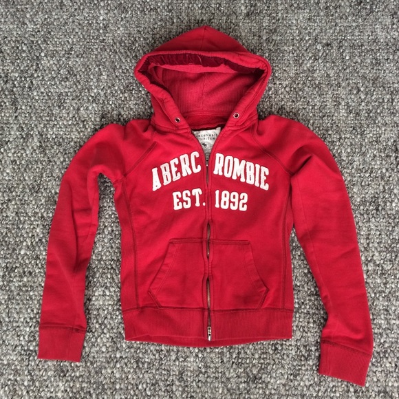 Red Abercrombie & Fitch Zip Hoodie