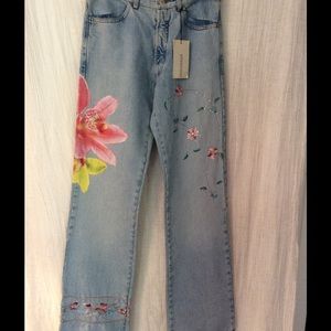 ERMANO SCERVINO Embroidered Jean Euro Sz 27 NWT
