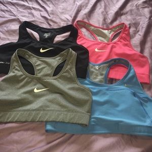 Four Nike Dry-Fit Sports Bras MEDIUM