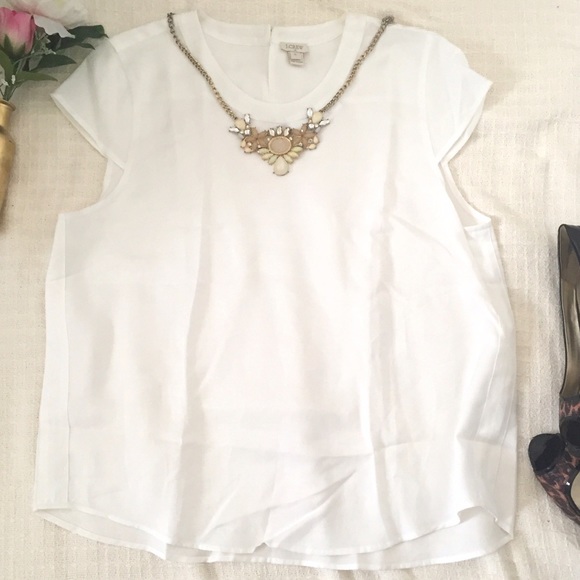 J. Crew Tops - J. Crew Ivory Crepe Cap-Sleeve Blouse