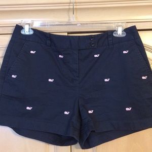 Vineyard Vines navy shorts w/pink whales.