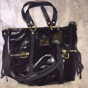 Black patent leather poppy by coach purse