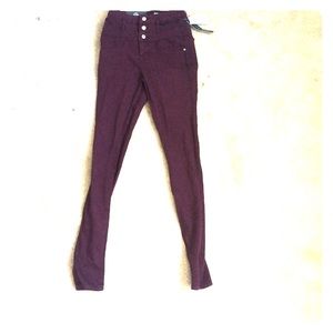 Maroon High Waist Skinny Jeans