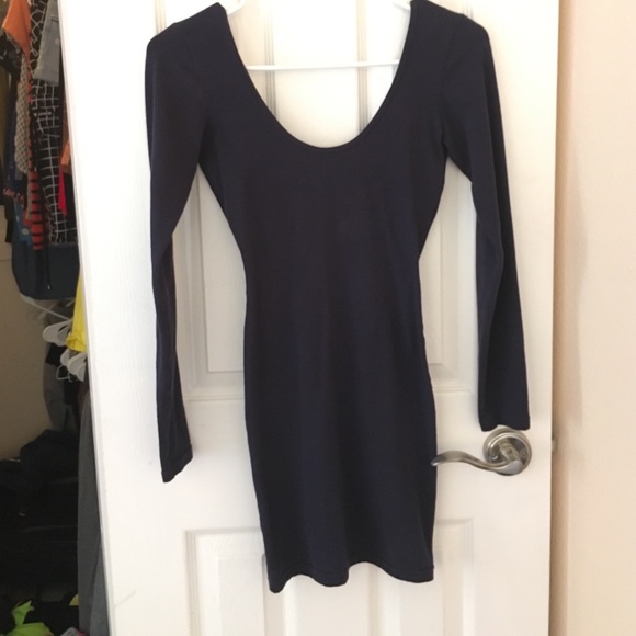 Double U-Neck Long Sleeve Mini Dress
