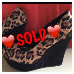 ❌❤️SOLD❤️❌Super high leopard print wedge heels ❤️