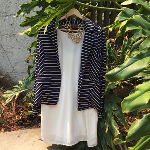 Navy & White Striped Blazer