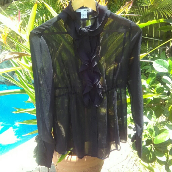 Sheer ruffle blouse