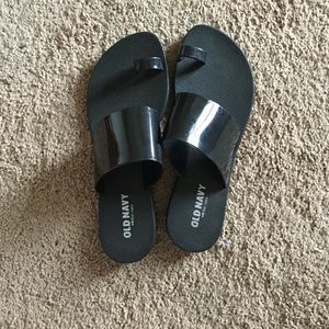 Black patent sandals