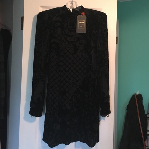BALMAIN Designer Black Velvet Dress HM Collab