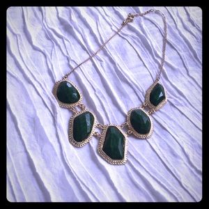 Gold and green costume necklace
