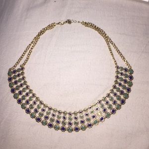 Royal Blue, Teal and Gold Necklace
