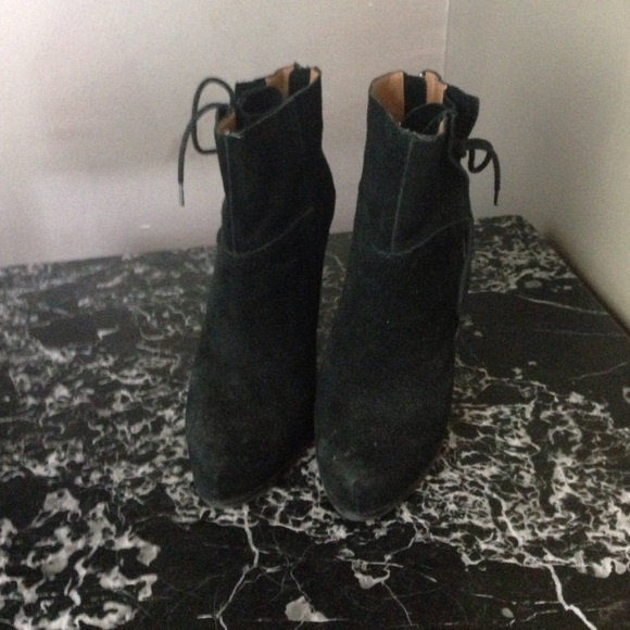 Saks Fifth Ave Black Suede Wedge Booties - Picture 3 of 8