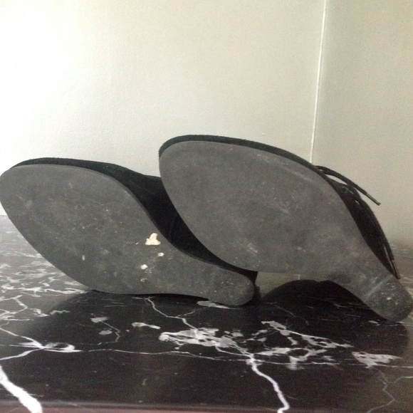 Saks Fifth Ave Black Suede Wedge Booties - Picture 4 of 8