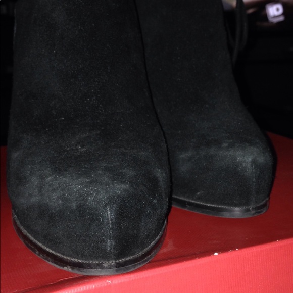Saks Fifth Ave Black Suede Wedge Booties - Picture 7 of 8