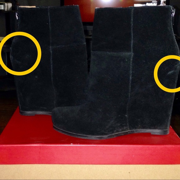 Saks Fifth Ave Black Suede Wedge Booties - Picture 6 of 8