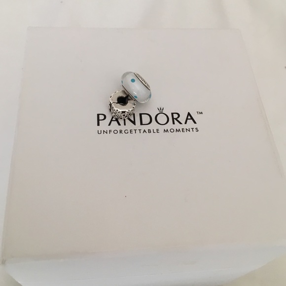 Blue and white glass bead pandora charm