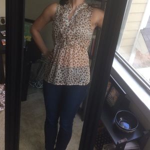 Forever 21 leopard ruffle tank