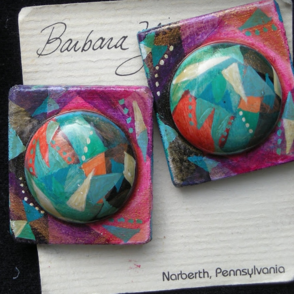 Hand painted earrings boutique-unique. Large!
