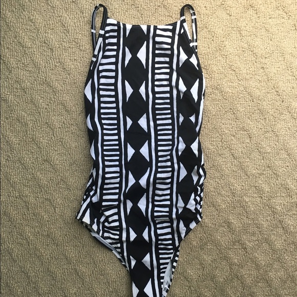 Old Navy Black and White High Neck Swimsuit
